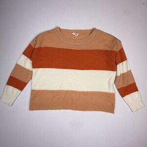 Women’s Adora Oversized Orange Color Block Striped Knit Sweater Size Small